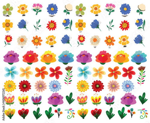 Colorful spring flowers vector illustration