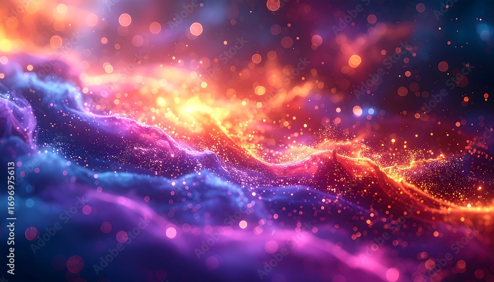 Fototapeta premium Abstract glowing particles landscape