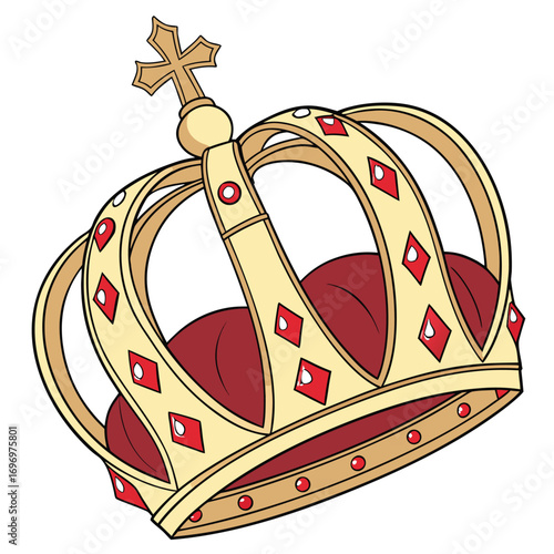 Fotografía Elegant gold crown with red jewels, perfect for royalty themes, fantasy concepts