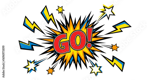 Colorful Comic Book Style "Go" Exclamation