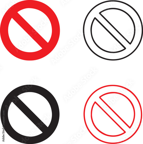 Isolated forbidden icons, minimal forbidden set, black forbidden symbol, line forbidden vector, forbidden outline icon, silhouette forbidden design, editable forbidden clipart, stop sign