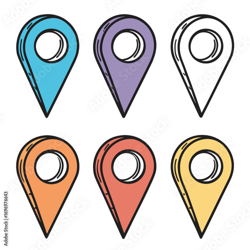 Vibrant location pin collection for modern maps and navigation apps, ideal for travel blogs, app interfaces, and creative projects