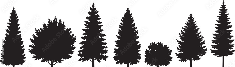 Obraz premium various christmas tree silhouette