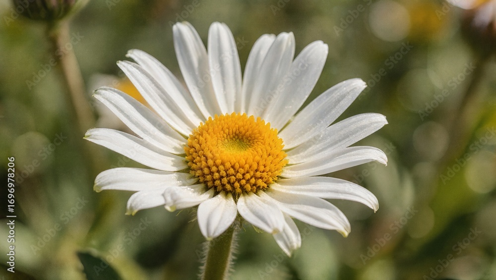 Obraz premium Single daisy showcasing detail, cheerful ambiance outdoors