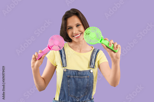 Young woman with two small ...