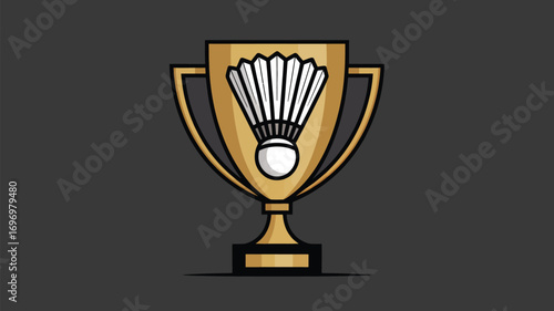 Golden badminton trophy celebrates championship victory and athletic achievement