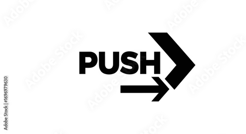 Bold Black Push Sign with Directional Arrow