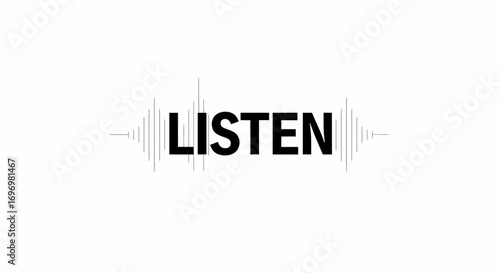 Bold "LISTEN" Text with Soundwave Graphic