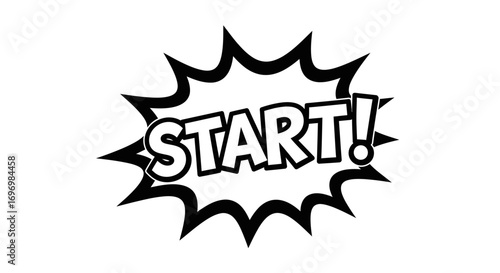Bold "START!" Text in Comic Book Style
