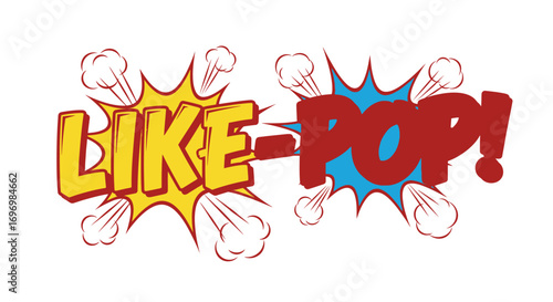 Comic Book Style "Like-Pop!" Text with Explosion Effects