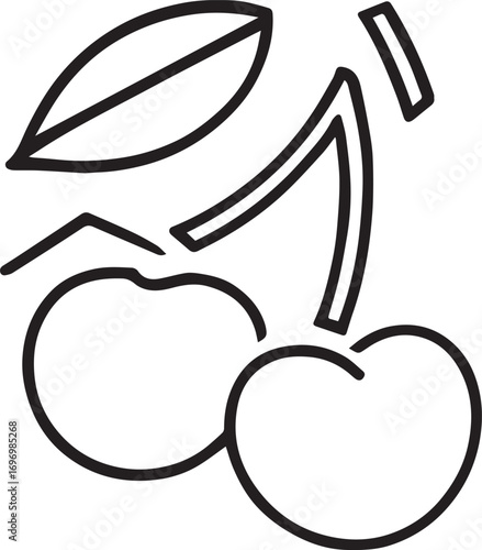 Stylized Cherry Pair – Minimalist Line Art for Food & Branding Illustration
