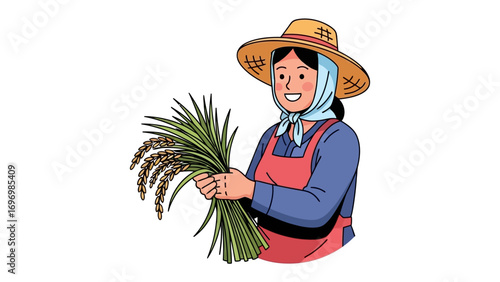 Farmer's Harvest Bounty: A farmer holding freshly harvested crop, embodies the essence of hard work and the rewards of a bountiful yield. A heartwarming portrayal of the rural harvest season.