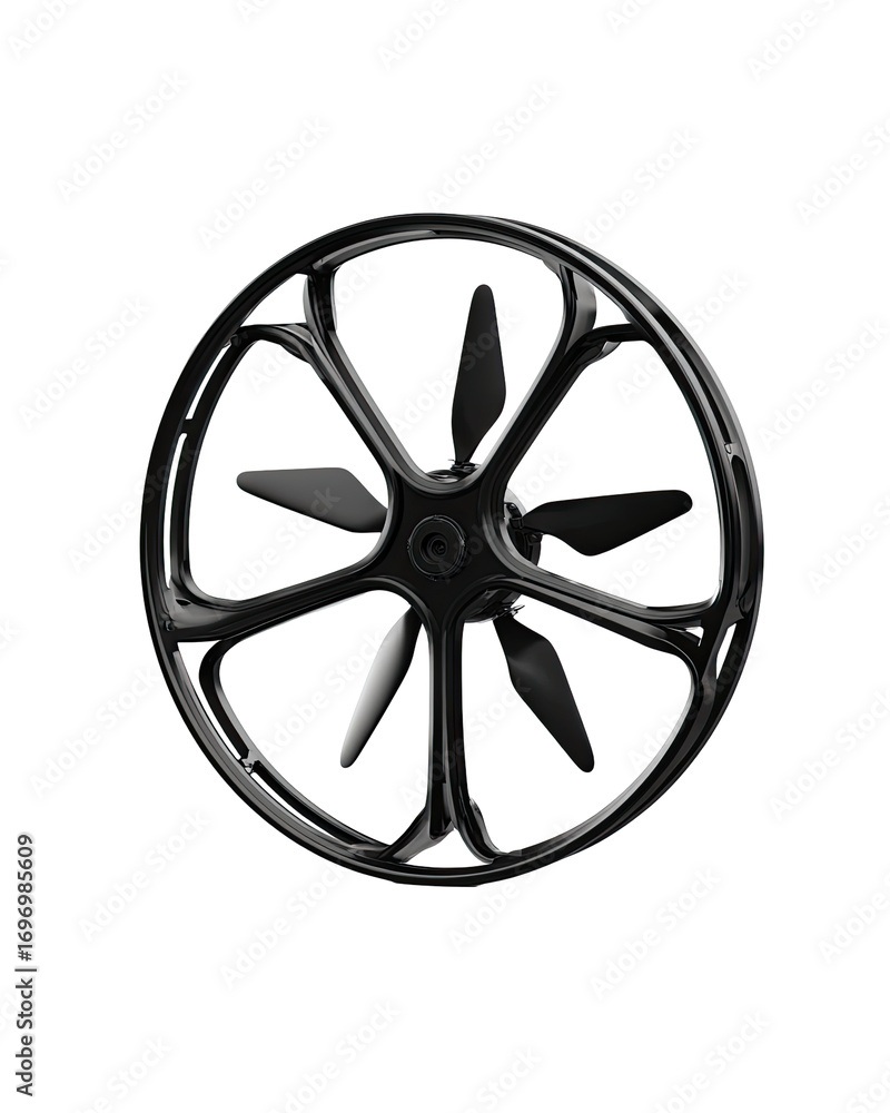 Obraz premium Black drone propeller spinning, isolated, studio shot, technology