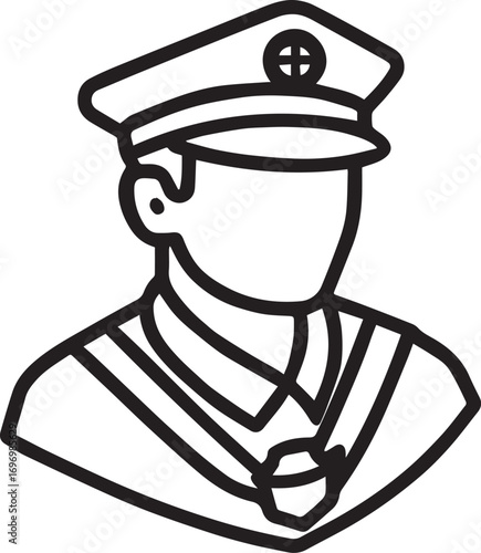 Police Officer Icon – Minimalist Line Art for Authority & Safety Themes