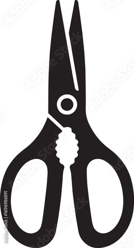 Kitchen Shears Silhouette – Black & White Multipurpose Scissors Icon