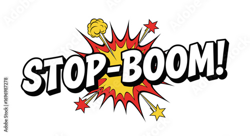 Comic Book Style "Stop-Boom!" Explosion Graphic