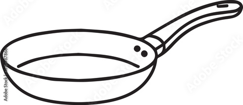 Frying Pan with Riveted Handle – Minimalist Line Art Kitchen Illustration