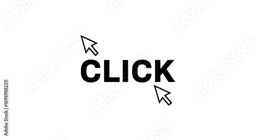 Click Icon with Arrows, Black and White Design