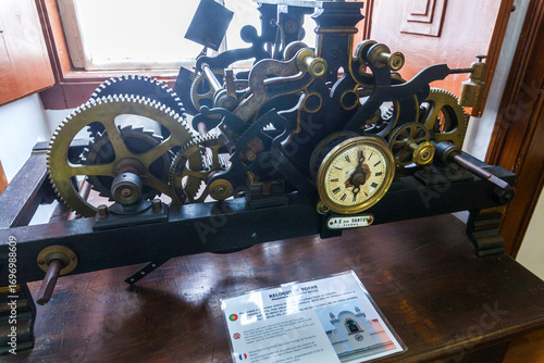 An intricate vintage clockwork mechanism with gears