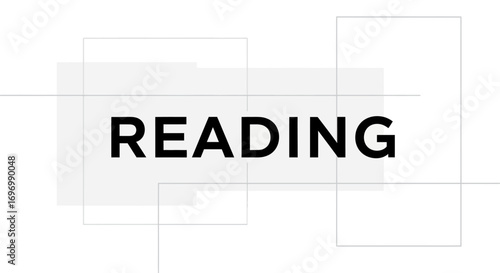Bold "READING" Text with Geometric Shapes on White Background