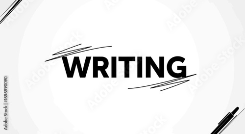 Bold "WRITING" Text with Artistic Lines, Graphic Design.