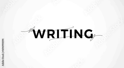 Bold "WRITING" Text with Elegant Line Accents on White