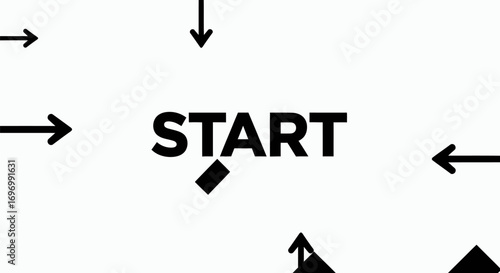 Bold Black "START" Text with Directional Arrows