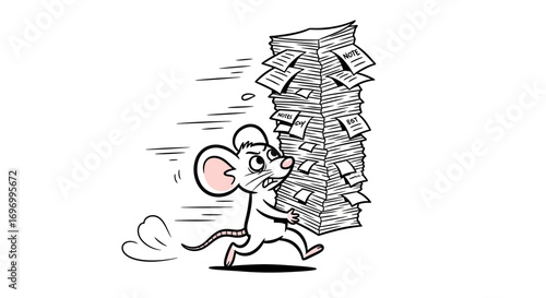 Mouse Carrying a Huge Pile of Papers
