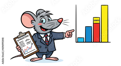 Mouse Businessman Presenting Q3 Projections and Growth