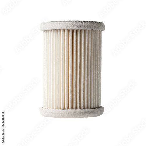 Cylindrical cream-colored filter with vertical ridges