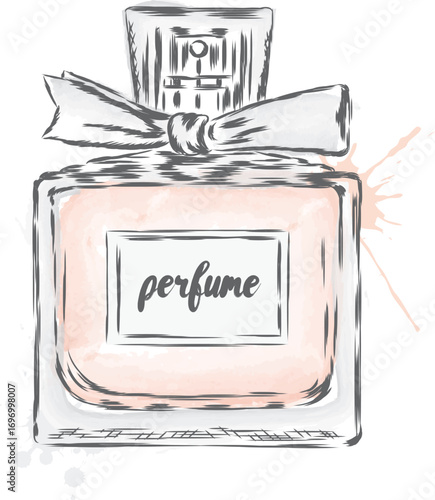 Perfume bottle vector. Trendy print. Fashion & Style. Perfume. Perfume watercolor.