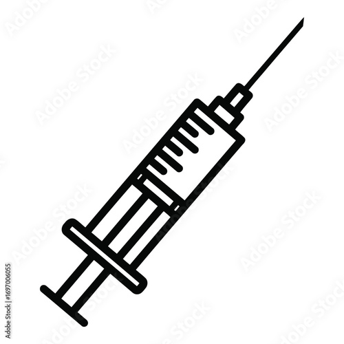 Clean line art medical syringe icon for healthcare and pharmaceutical applications vector