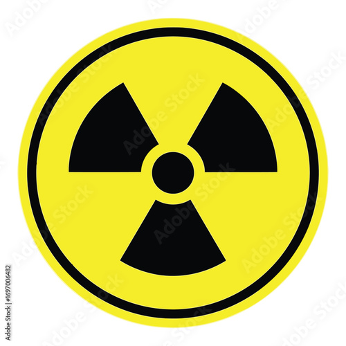 Radiation hazard symbol warning sign bright yellow circle black icon danger safety vector