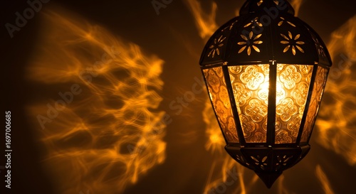 Wallpaper Mural Moroccan lantern light reflections casting geometric shadows in warm desert tones for atmospheric backgrounds Torontodigital.ca