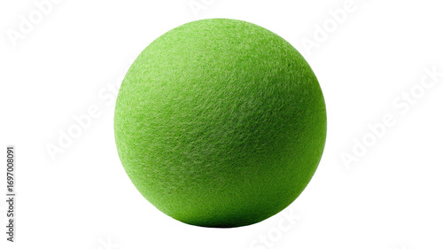 A vibrant green sphere with a fuzzy, textured surface