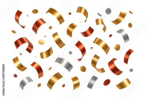 Decorative golden and red confetti festive scatter illustration perfect for parties, New Year’s Eve, holiday celebrations, and event artwork design