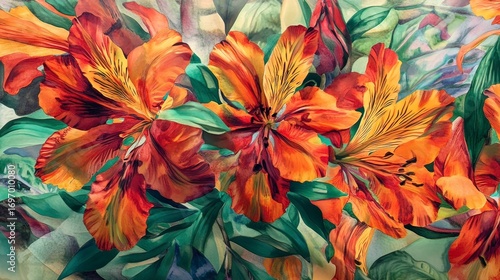 Nature-Inspired Floral Mural with Intricate Detail Work