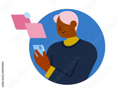 Man checking mobile phone notifications