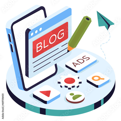 Trendy design illustration of blog writing