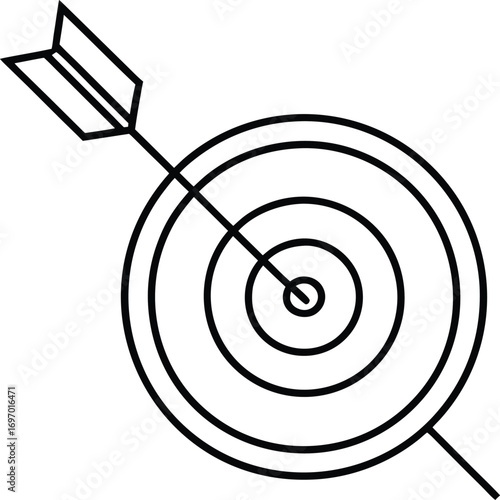 minimal outline of target with arrow hitting.
