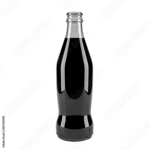 3D black glass soda bottle