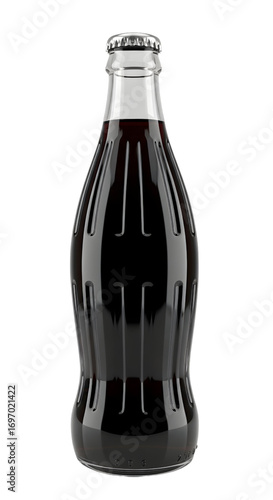 3D black glass soda bottle