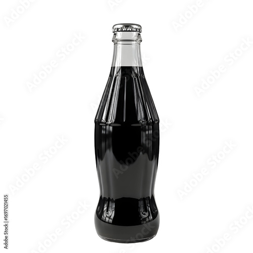 3D black glass soda bottle