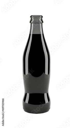 3D black glass soda bottle