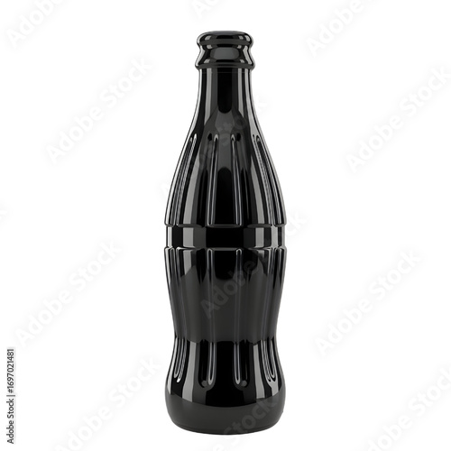 3D black glass soda bottle