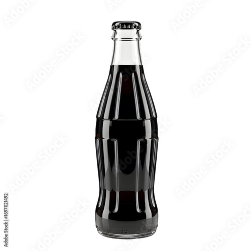 3D black glass soda bottle