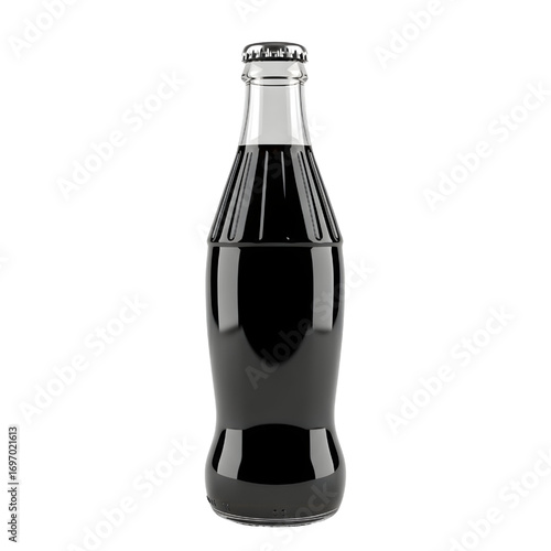 3D black glass soda bottle