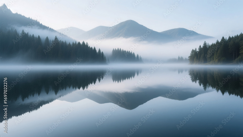Fototapeta premium morning mist over lake