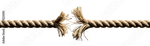 A broken rope stretched tight and stressed 