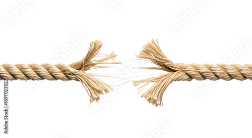 A broken rope stretched tight and stressed 